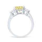 Three Stone Radiant Cut Wedding Engagement Bridal Ring Round Simulated Cubic Zirconia 925 Sterling Silver