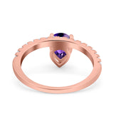 Teardrop Art Deco Pear Wedding Bridal Ring Round Simulated Cubic Zirconia 925 Sterling Silver