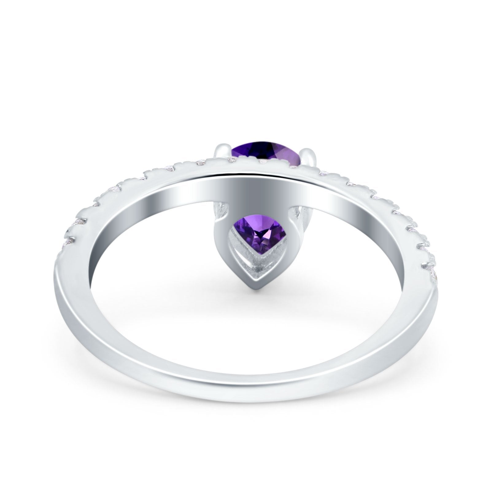 Teardrop Art Deco Pear Wedding Bridal Ring Round Simulated Cubic Zirconia 925 Sterling Silver