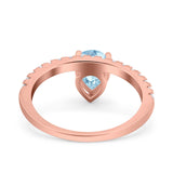 Teardrop Art Deco Pear Wedding Bridal Ring Round Simulated Cubic Zirconia 925 Sterling Silver