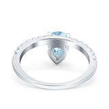 Teardrop Art Deco Pear Wedding Bridal Ring Round Simulated Cubic Zirconia 925 Sterling Silver
