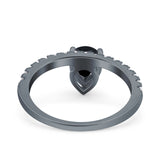 Teardrop Art Deco Pear Wedding Bridal Ring Round Simulated Cubic Zirconia 925 Sterling Silver