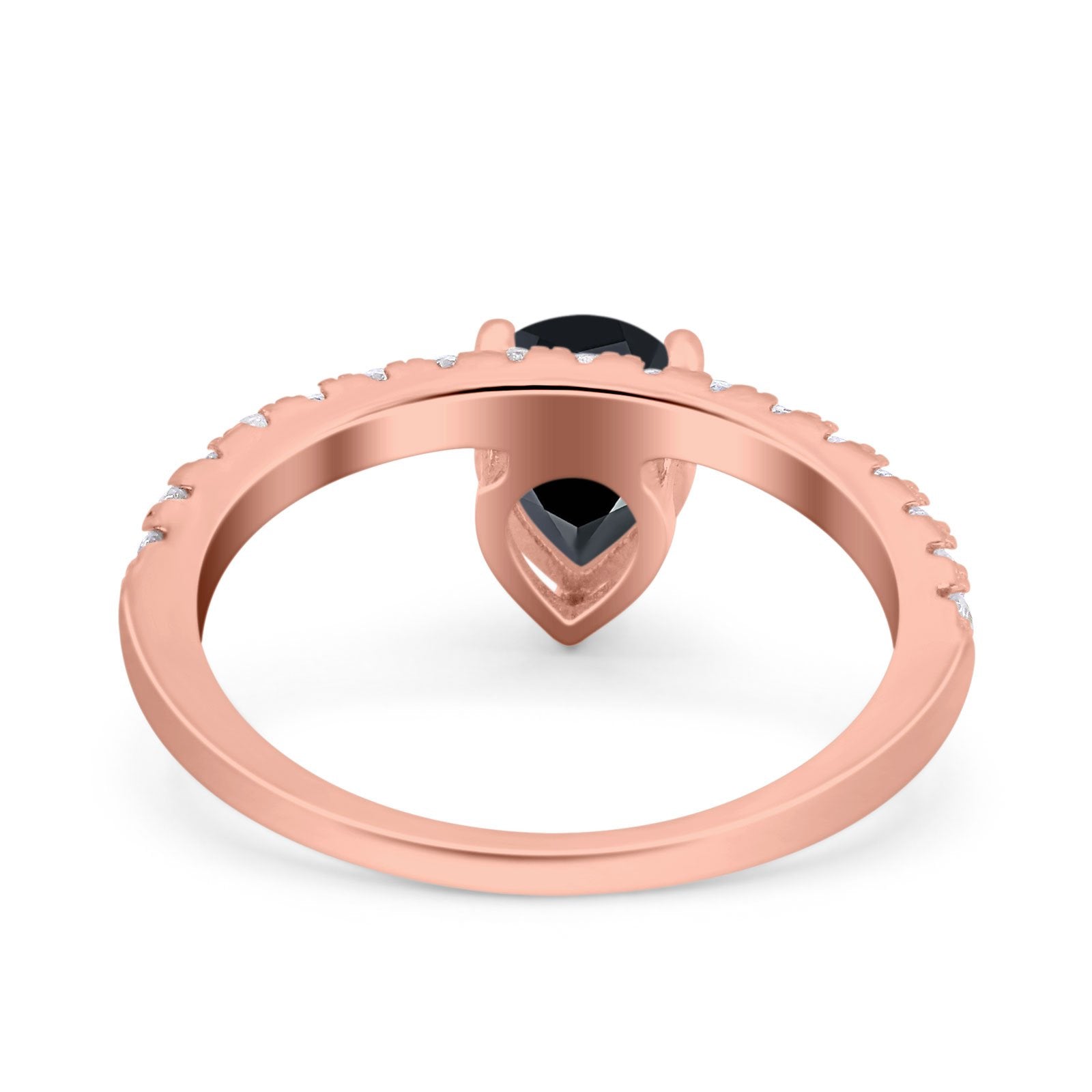 Teardrop Art Deco Pear Wedding Bridal Ring Round Simulated Cubic Zirconia 925 Sterling Silver