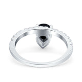 Teardrop Art Deco Pear Wedding Bridal Ring Round Simulated Cubic Zirconia 925 Sterling Silver
