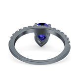 Teardrop Art Deco Pear Wedding Bridal Ring Round Simulated Cubic Zirconia 925 Sterling Silver