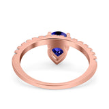 Teardrop Art Deco Pear Wedding Bridal Ring Round Simulated Cubic Zirconia 925 Sterling Silver