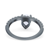 Teardrop Art Deco Pear Wedding Bridal Ring Round Simulated Cubic Zirconia 925 Sterling Silver