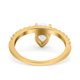 Teardrop Art Deco Pear Wedding Bridal Ring Round Simulated Cubic Zirconia 925 Sterling Silver