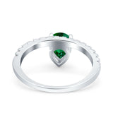 Teardrop Art Deco Pear Wedding Bridal Ring Round Simulated Cubic Zirconia 925 Sterling Silver