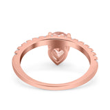 Teardrop Art Deco Pear Wedding Bridal Ring Round Simulated Cubic Zirconia 925 Sterling Silver