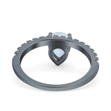 Teardrop Art Deco Pear Wedding Bridal Ring Round Simulated Cubic Zirconia 925 Sterling Silver