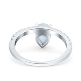 Teardrop Art Deco Pear Wedding Bridal Ring Round Simulated Cubic Zirconia 925 Sterling Silver