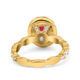 Oval Art Deco Halo Engagement Wedding Bridal Ring Round Simulated Cubic Zirconia 925 Sterling Silver