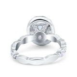 Oval Art Deco Halo Engagement Wedding Bridal Ring Round Simulated Cubic Zirconia 925 Sterling Silver