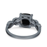 Art Deco Cushion Cut Wedding Engagement Bridal Ring Simulated Cubic Zirconia 925 Sterling Silver