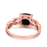 Art Deco Cushion Cut Wedding Engagement Bridal Ring Simulated Cubic Zirconia 925 Sterling Silver