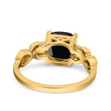 Art Deco Cushion Cut Wedding Engagement Bridal Ring Simulated Cubic Zirconia 925 Sterling Silver