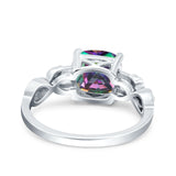 Art Deco Cushion Cut Wedding Engagement Bridal Ring Simulated Cubic Zirconia 925 Sterling Silver