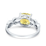 Art Deco Cushion Cut Wedding Engagement Bridal Ring Simulated Cubic Zirconia 925 Sterling Silver