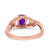 Oval Art Deco Wedding Engagement Bridal Ring Round Simulated Cubic Zirconia 925 Sterling Silver