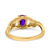 Oval Art Deco Wedding Engagement Bridal Ring Round Simulated Cubic Zirconia 925 Sterling Silver