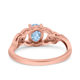 Oval Art Deco Wedding Engagement Bridal Ring Round Simulated Cubic Zirconia 925 Sterling Silver