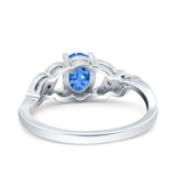 Oval Art Deco Wedding Engagement Bridal Ring Round Simulated Cubic Zirconia 925 Sterling Silver