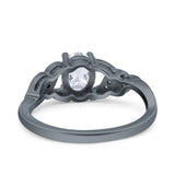 Oval Art Deco Wedding Engagement Bridal Ring Round Simulated Cubic Zirconia 925 Sterling Silver