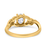 Oval Art Deco Wedding Engagement Bridal Ring Round Simulated Cubic Zirconia 925 Sterling Silver