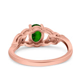 Oval Art Deco Wedding Engagement Bridal Ring Round Simulated Cubic Zirconia 925 Sterling Silver