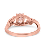 Oval Art Deco Wedding Engagement Bridal Ring Round Simulated Cubic Zirconia 925 Sterling Silver