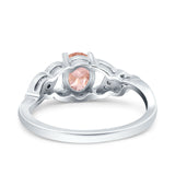 Oval Art Deco Wedding Engagement Bridal Ring Round Simulated Cubic Zirconia 925 Sterling Silver