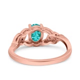 Oval Art Deco Wedding Engagement Bridal Ring Round Simulated Cubic Zirconia 925 Sterling Silver