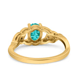 Oval Art Deco Wedding Engagement Bridal Ring Round Simulated Cubic Zirconia 925 Sterling Silver