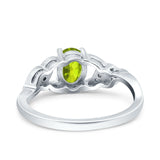 Oval Art Deco Wedding Engagement Bridal Ring Round Simulated Cubic Zirconia 925 Sterling Silver