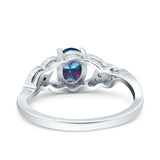 Oval Art Deco Wedding Engagement Bridal Ring Round Simulated Cubic Zirconia 925 Sterling Silver