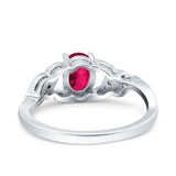 Oval Art Deco Wedding Engagement Bridal Ring Round Simulated Cubic Zirconia 925 Sterling Silver