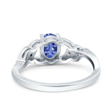 Oval Art Deco Wedding Engagement Bridal Ring Round Simulated Cubic Zirconia 925 Sterling Silver
