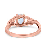 Oval Art Deco Wedding Engagement Bridal Ring Round Simulated Cubic Zirconia 925 Sterling Silver