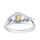 Oval Art Deco Wedding Engagement Bridal Ring Round Simulated Cubic Zirconia 925 Sterling Silver