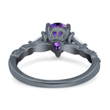 Art Deco Pear Shape Wedding Bridal Ring Triangle Simulated Cubic Zirconia 925 Sterling Silver