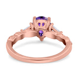 Art Deco Pear Shape Wedding Bridal Ring Triangle Simulated Cubic Zirconia 925 Sterling Silver