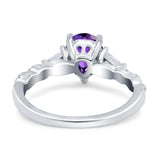Art Deco Pear Shape Wedding Bridal Ring Triangle Simulated Cubic Zirconia 925 Sterling Silver
