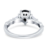 Art Deco Pear Shape Wedding Bridal Ring Triangle Simulated Cubic Zirconia 925 Sterling Silver