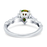 Art Deco Pear Shape Wedding Bridal Ring Triangle Simulated Cubic Zirconia 925 Sterling Silver