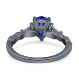 Art Deco Pear Shape Wedding Bridal Ring Triangle Simulated Cubic Zirconia 925 Sterling Silver