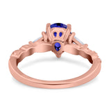 Art Deco Pear Shape Wedding Bridal Ring Triangle Simulated Cubic Zirconia 925 Sterling Silver