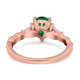 Art Deco Pear Shape Wedding Bridal Ring Triangle Simulated Cubic Zirconia 925 Sterling Silver