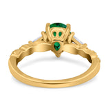 Art Deco Pear Shape Wedding Bridal Ring Triangle Simulated Cubic Zirconia 925 Sterling Silver