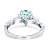Art Deco Pear Shape Wedding Bridal Ring Triangle Simulated Cubic Zirconia 925 Sterling Silver